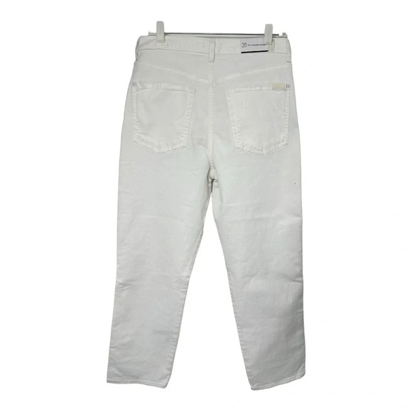 7 For All Mankind White High Waist Jeans Crop Straight Denim Jeans NWT - Picture 6 of 12